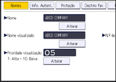 Ilustração do ecrã do painel de operação