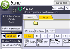 Ilustração do ecrã do painel de operação