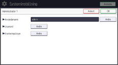 Bild på användarpanelens skärm