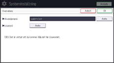 Bild på användarpanelens skärm