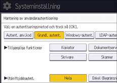 Bild på användarpanelens skärm