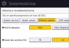 Bild på användarpanelens skärm