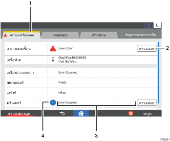 ภาพประกอบชื่อเรียกส่วนประกอบหน้าจอแผงการทำงานที่เรียงตามหมายเลข