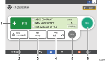 操作面板畫面說明圖編號標註說明圖