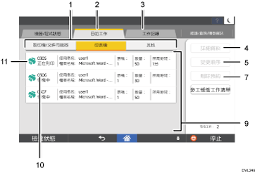 操作面板畫面說明圖編號標註說明圖