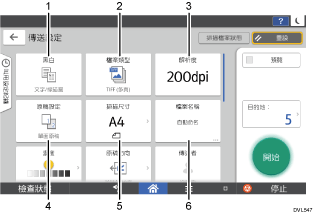 操作面板畫面說明圖編號標註說明圖