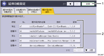 操作面板畫面說明圖編號標註說明圖