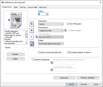 Ilustración de la pantalla del driver
