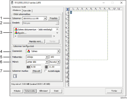 Az alkalmazás képernyőjének illusztrációja, számozott jelölés illusztrációja