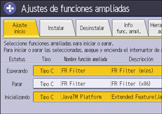 Illustration de l'écran du panneau de commande