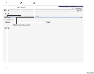 Illustration de l'écran du navigateur Web avec légende numérotée