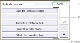 Illustration avec légende numérotée du panneau de commande