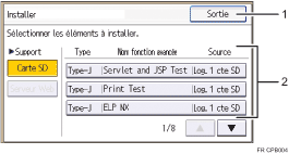 Illustration avec légende numérotée du panneau de commande