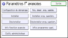 Illustration de l'écran du panneau de commande
