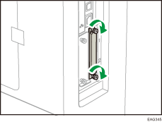 Illustrasjon av skriveren sett bakfra