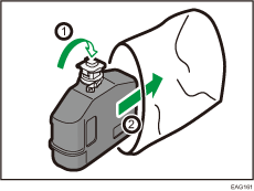 Ilustração da embalagem de desperdícios de toner