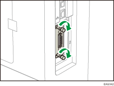 Ilustração da retaguarda da impressora