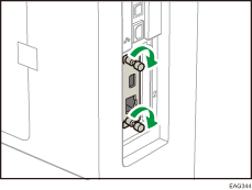 Ilustração do lado posterior da impressora