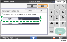 Illustrazione della schermata sul pannello di controllo