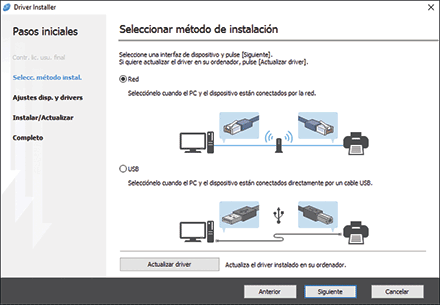 Ilustración del instalador del driver