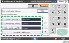 Ilustración de la pantalla del panel de mandos