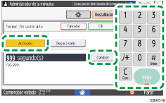 Ilustración de la pantalla del panel de mandos
