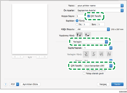Sürücü ekranı gösterimi