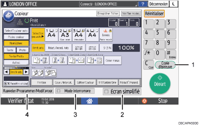 Illustration numérotée du panneau de commande