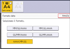 Illustrazione della schermata sul pannello di controllo