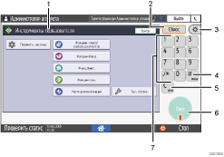 Иллюстрация экрана панели управления с пронумерованными сносками