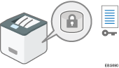 Illustration of encrypting data on the machine