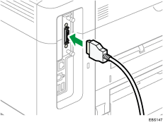 Illustration of connecting the IEEE 1284 interface cable