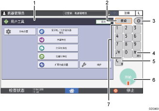 已编号的操作面板画面插图