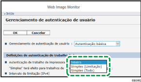 Ilustração da tela do painel de operação