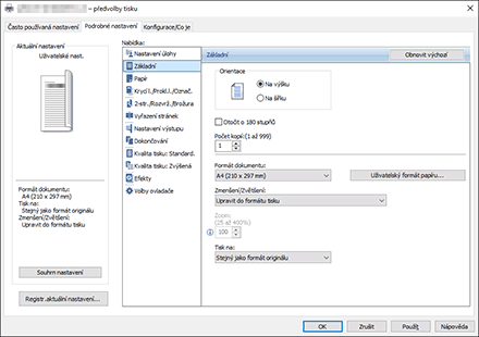 Ilustrace obrazovky ovladače