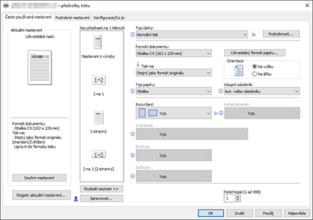 Ilustrace obrazovky ovladače