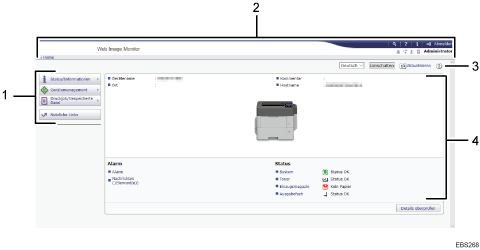 Nummerierte Abbildung der Webbrowser-Anzeige