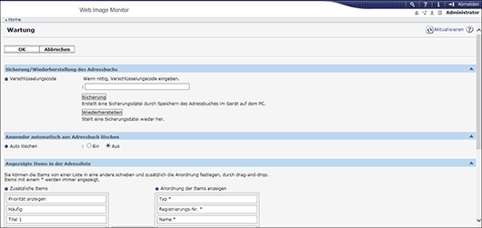 Webbrowser-Bildschirmdarstellung