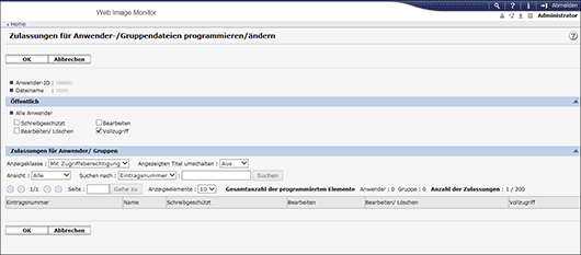 Webbrowser-Bildschirmdarstellung
