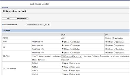 Webbrowser-Bildschirmdarstellung