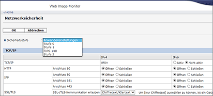 Webbrowser-Bildschirmdarstellung