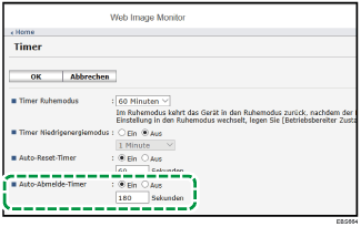 Webbrowser-Bildschirmdarstellung