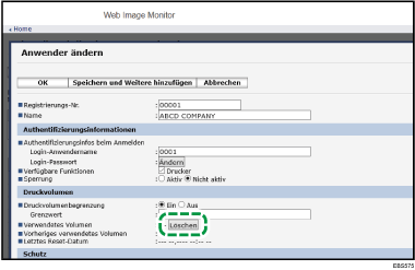 Webbrowser-Bildschirmdarstellung