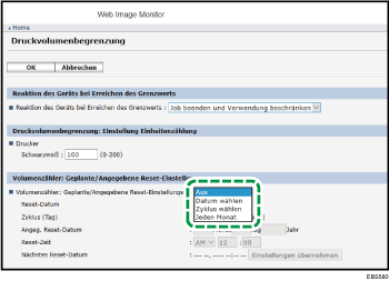 Webbrowser-Bildschirmdarstellung