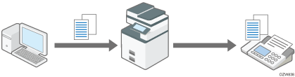 Ilustración de envío de faxes desde un ordenador