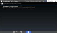 Ilustración de la pantalla del panel de mandos