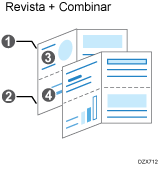 Ilustración de la función de revista y combinar