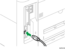 Ilustración de la conexión del cable de interfaz USB