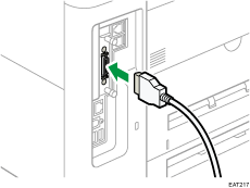 Ilustración de la conexión del cable de interfaz IEEE 1284