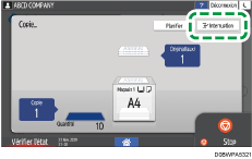 Illustration de l'écran du panneau de commande